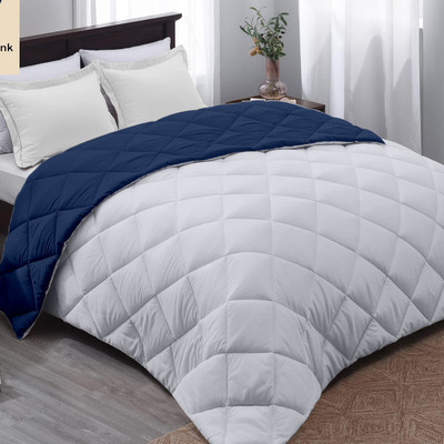AYKA Geometric Single Comforter for  AC Room(Microfiber, Navy Blue, White)