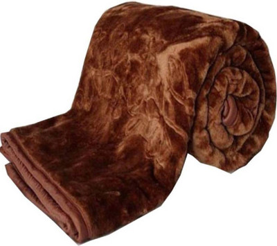 COMFORT PLANET Self Design Double Mink Blanket for  Mild Winter(Woollen Blend, Brown)