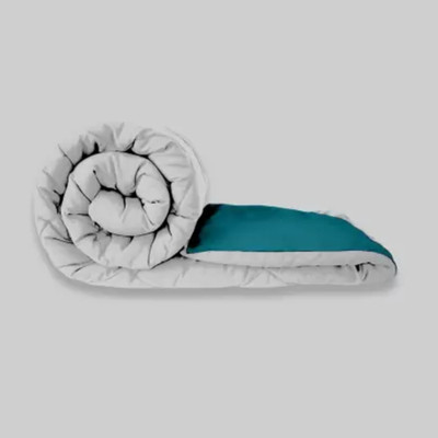 CRAZY WORLD Geometric Double Comforter for  Mild Winter(Poly Cotton, Cyan, Grey)