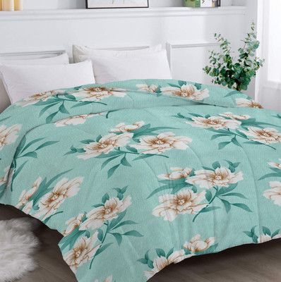 Flipkart SmartBuy Printed Double Comforter for  AC Room(Microfiber, Light Green & Multi9)