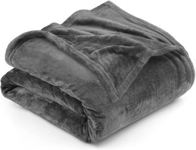 Cotton Bolls Textiles Solid Single Fleece Blanket for  Heavy Winter(Microfiber, Dark Grey)