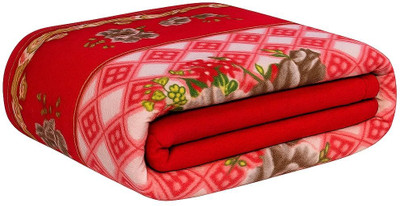 LIFECRAFT HOME FURNISHINGS Floral Single Fleece Blanket for  Mild Winter(Polyester, Orange)