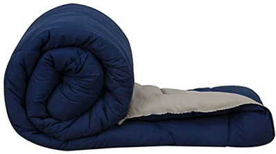 NK Handlooms Solid Double Comforter for  Heavy Winter(Poly Cotton, Navy Blue & Grey)