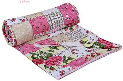 SK STORE Floral Single Dohar for  AC Room(Microfiber, Pink Chek)