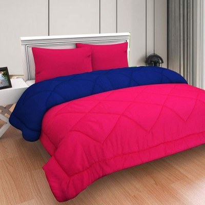 Febriva by Mild Winter Solid Double Comforter for  AC Room(Polyester, Pink & Dark Blue)