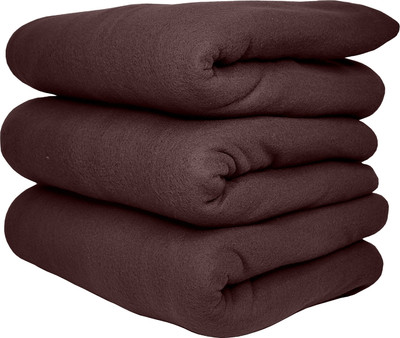 HOMIEE Solid Double Fleece Blanket for  AC Room(Polyester, 3 Brown)