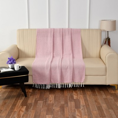 homewaytex Self Design Single Throw for  Mild Winter(Cotton, Pink)