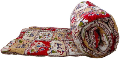 Linenovation Floral Double Comforter for  Heavy Winter(Poly Cotton, Jaipuri Rajai Red)