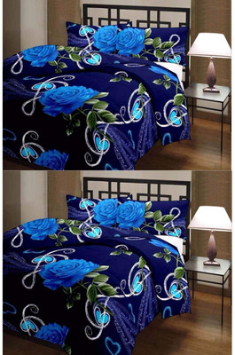 ckcreations Floral Single AC Blanket for  AC Room(Poly Cotton, Dark Blue)