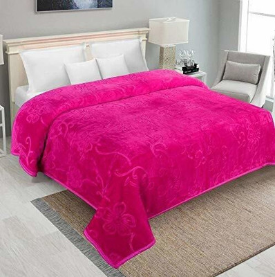 Comfowell Floral Double Mink Blanket for  Heavy Winter(Microfiber, Pink)