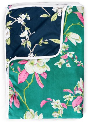 Divine Casa Printed Double Dohar for  AC Room(Microfiber, Green and Navy Blue)