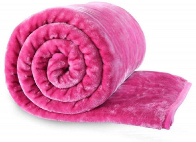 MFI Solid Single Mink Blanket for  AC Room(Microfiber, Pink)
