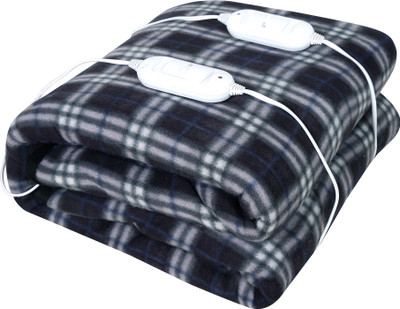 LERV'S Collection Checkered Double Electric Blanket for  Heavy Winter(Polyester, Dark Blue)