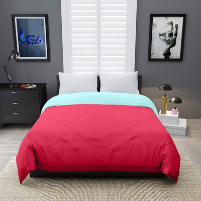 Relaxfeel Solid Single Comforter for  Heavy Winter(Poly Cotton, Pink & Sky)