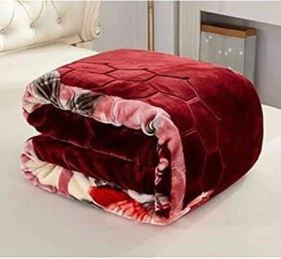 NK Handlooms Printed Double Weighted Blanket for  Heavy Winter(Microfiber, red white shade)