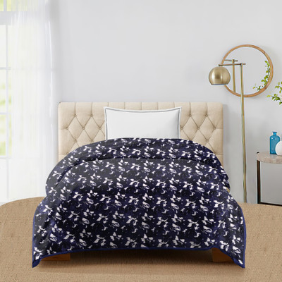 SPANGLE Printed Single AC Blanket for  AC Room(Microfiber, Blue)