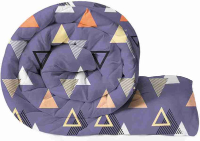 Comfowell Printed Single Quilt for  Heavy Winter(Poly Cotton, Grey Triangle)