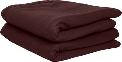 HOMIEE Solid Single Fleece Blanket for  Heavy Winter(Polyester, 2 Brown)