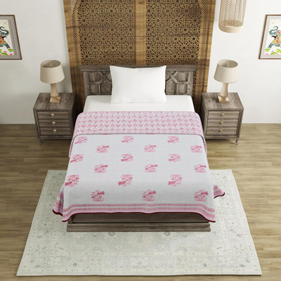 Blocks Of India Printed Single Dohar for  AC Room(Cotton, Maroon)