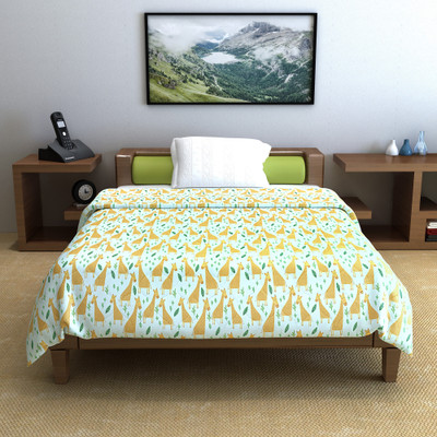 Divine Casa Printed Single Comforter for  Mild Winter(Cotton, Brown)