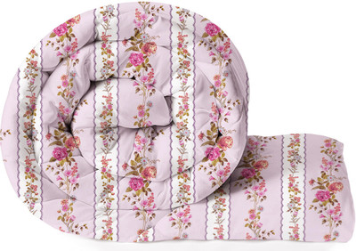 BSB HOME Abstract Double Comforter for  Heavy Winter(Microfiber, Pink & White)