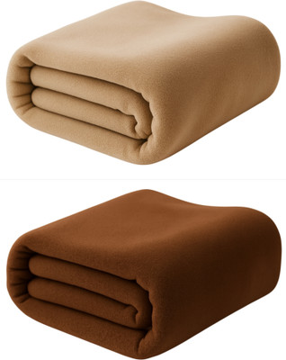 n g products Solid Single Fleece Blanket for  Mild Winter(Polyester, Cream, Brown)