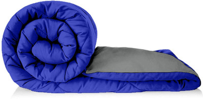 Jinaya's Solid Single Comforter for  Heavy Winter(Cotton, Blue/Grey)