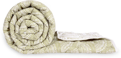 Divine Casa Printed Single Comforter for  Mild Winter(Microfiber, Green Moss)