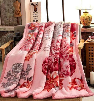 Relaxfeel Printed Double Mink Blanket for  Heavy Winter(Polyester, Baby Pink Shade)