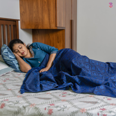 Saagar Tex Motifs Single AC Blanket for  Heavy Winter(Poly Cotton, Blue)