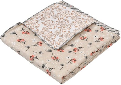 On Shiv Floral Double Dohar for  AC Room(Cotton, Pink with red floral)