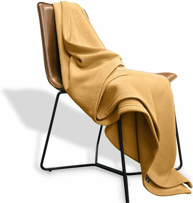 Urban Arts Solid Single Fleece Blanket for  Heavy Winter(Microfiber, Gold)