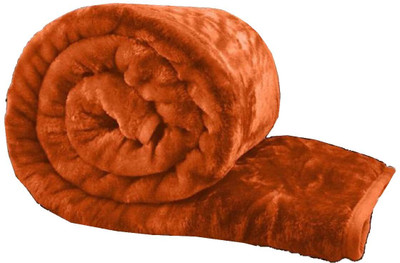 MFI Floral Single Mink Blanket for  Heavy Winter(Microfiber, Gold)