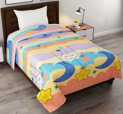 Freshfromloom Printed Single AC Blanket for  AC Room(Microfiber, Gud Night Multi Color)