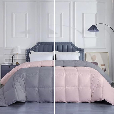 glaxy Solid Double Comforter for  AC Room(Microfiber, SILVER PEACH)