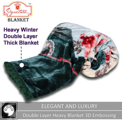 Signature Floral Double Mink Blanket for  Heavy Winter(Fur, Multicolor)