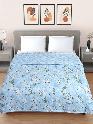 Fabinaliv Floral Double Comforter for  AC Room(Poly Cotton, Blue)
