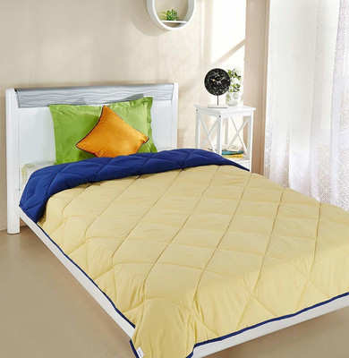 NK Handlooms Solid Double Comforter for  Mild Winter(Microfiber, blue and beige)