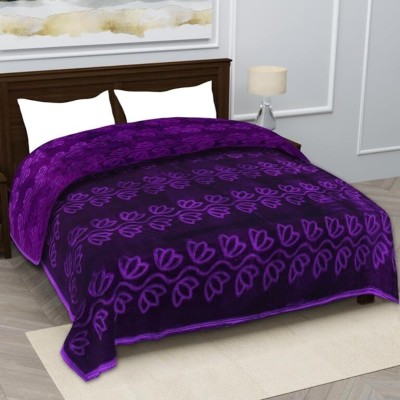 Yashank Creation Floral Double Mink Blanket for  Heavy Winter(Microfiber, Purple)