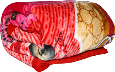 HOMIEE Floral Double Mink Blanket for  Heavy Winter(Polyester, RED&PINK)