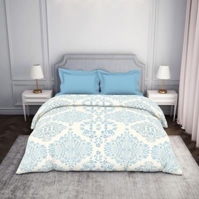 SPACES Self Design Double Quilt for  AC Room(Cotton, Light Blue)