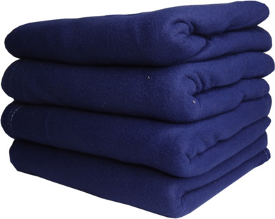 HOMIEE Solid Single Fleece Blanket for  Mild Winter(Polyester, Blue)