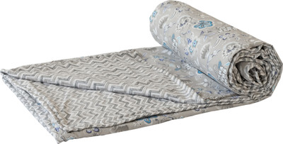 HOMEMONDE Floral Double Dohar for  AC Room(Cotton, Light Grey & White)