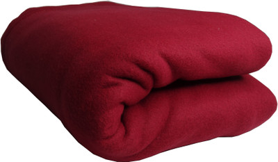 HOMIEE Solid Double Fleece Blanket for  Heavy Winter(Polyester, Red)