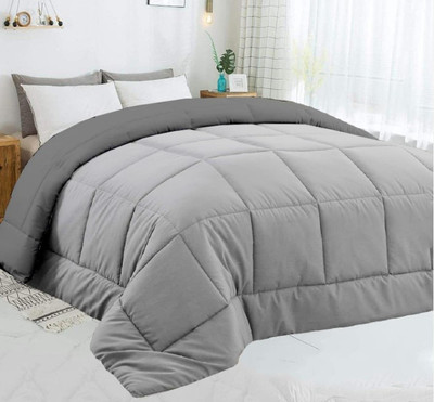 Bhumi Impex Solid Single Comforter for  Mild Winter(Microfiber, Dark Grey and Light Grey)
