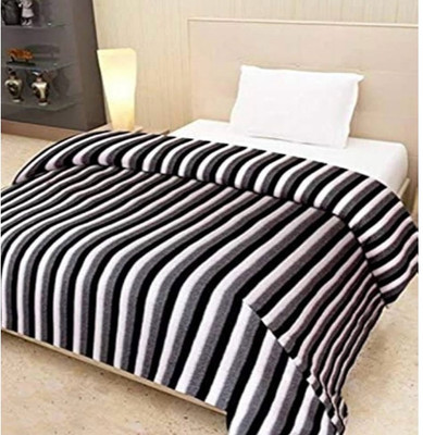 Simar Striped Single AC Blanket for  AC Room(Woollen Blend, Black and white)