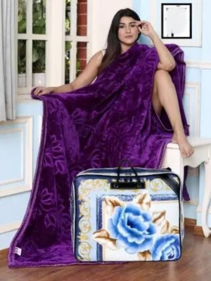 MFI Solid Single Mink Blanket for  Heavy Winter(Microfiber, Purple)