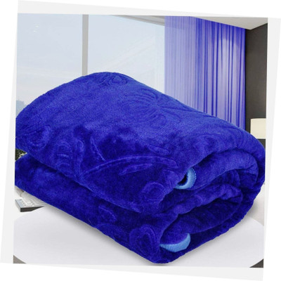 Changers Self Design Single Mink Blanket for  Heavy Winter(Microfiber, Blue)