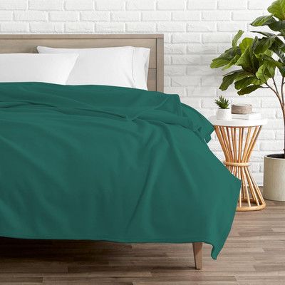 Home Stylish Solid Double Fleece Blanket for  Mild Winter(Polyester, Green)