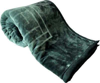 WARZMY Floral Double AC Blanket for  Heavy Winter(Polyester, grey wh flower)